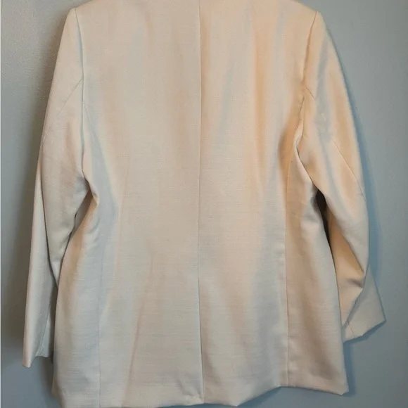 H&M Cream Blazer Textured Suit Jacket - Picture 5 of 5
